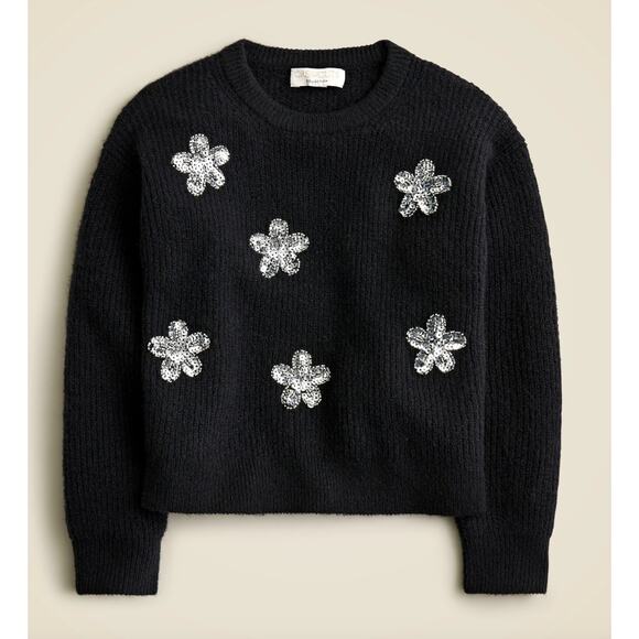 J.Crew Crewcuts Girls Collection Flower Embellished Crewneck Sweater Small 6-7 - Picture 1 of 9